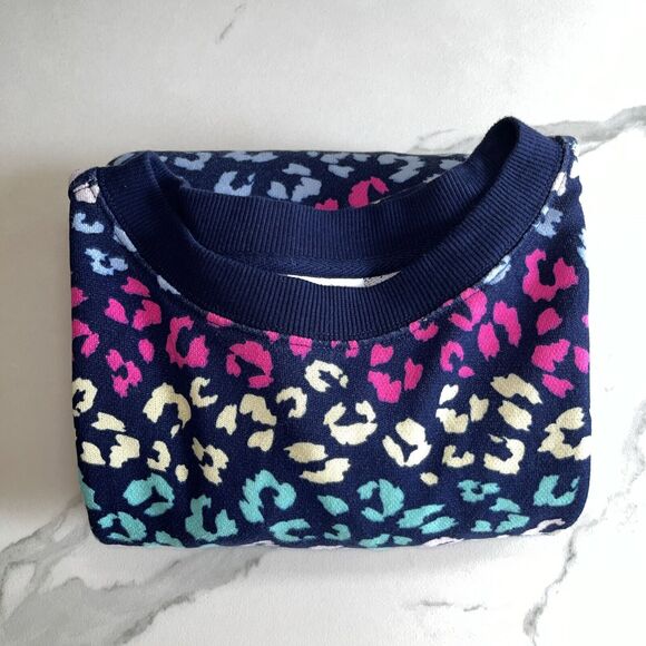 Cabana Crown & Ivy Tunic Sweatshirt XL Navy Blue Colorful All Over Leopard Print - Picture 10 of 10